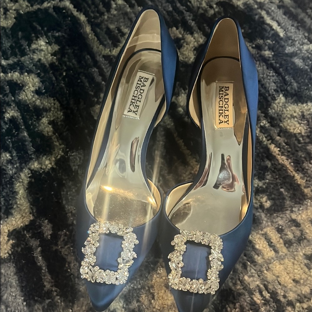Badgley Mischka Women's Blue Satin Heels